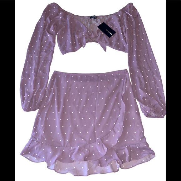 🆕Fashion Nova - Delilah polka dot skirt set in Lavender - Picture 3 of 11